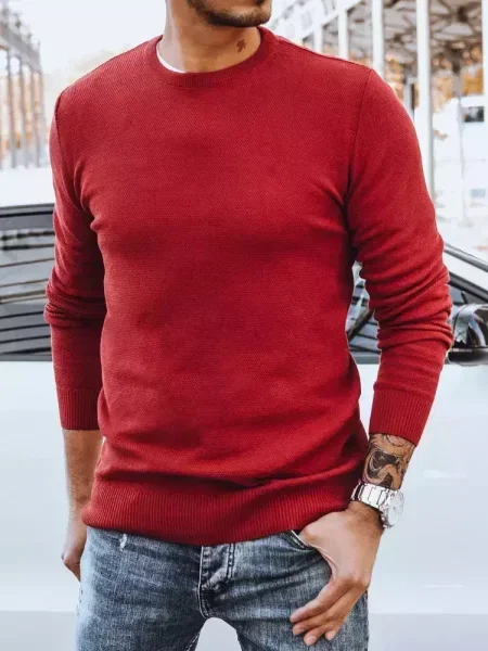 Sweter klasyczny bordowy Dstreet