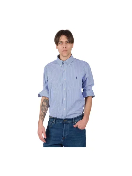 Koszula Ralph Lauren w paski z paskiem niebieska