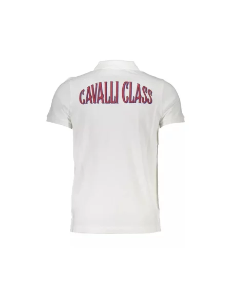 Koszulka polo Cavalli Class z nadrukiem biała