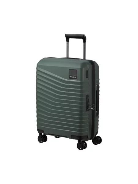 Lniana walizka Samsonite zielona