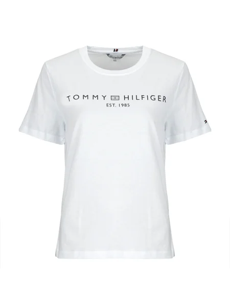 Tricou Tommy Hilfiger cu autograf alb