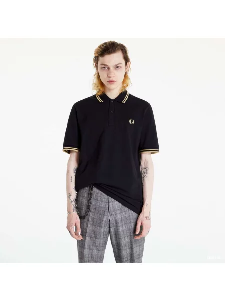 Fred Perry Koszulka Polo Z Pikowanym Wzorem schwarz czarna