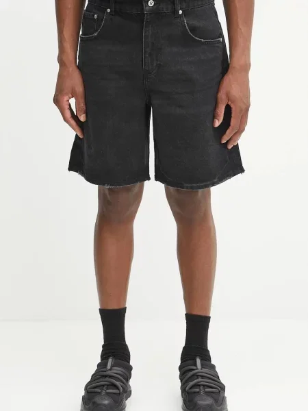 Represent pantaloni scurți jeans Tailored Denim Shorts negru