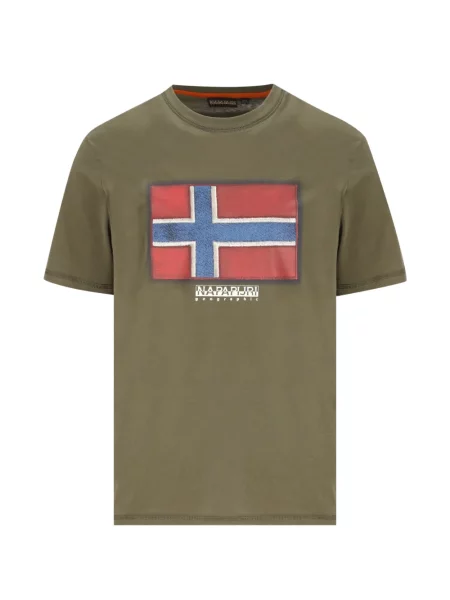 Tricou Napapijri cu imagine cu decolteu rotund verde