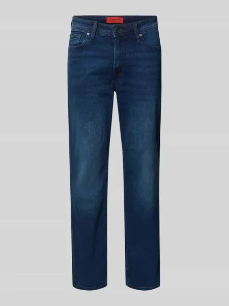 Jeansy o kroju straight fit z mieszanki bawełny model ‘CLARK ORIGINAL’ Jack & Jones granatowe