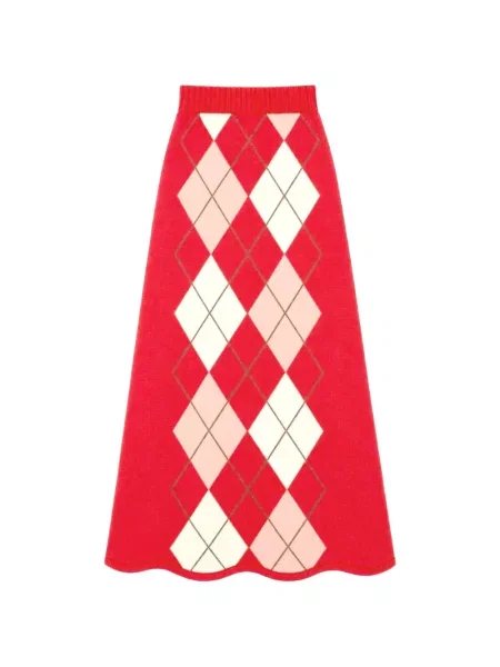 Fustă midi Chinti & Parker cu model argyle roșu