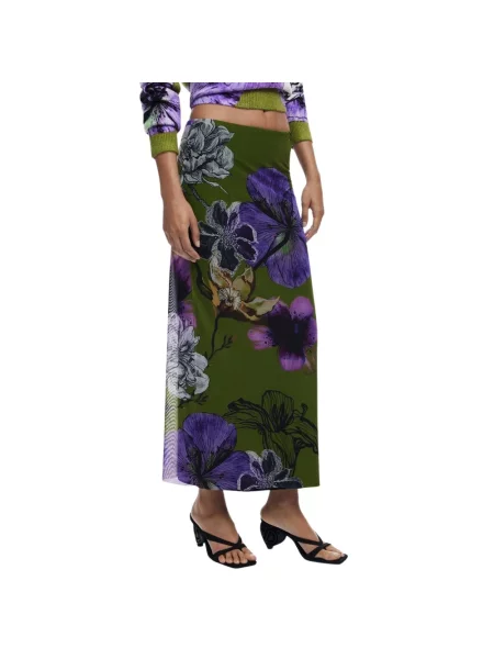 Wielobarwność spódnica Desigual tiulowa zielona