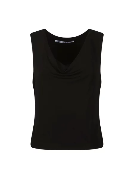 Top Alexander Wang z dekoltem w łódkę na ramiączkach czarny