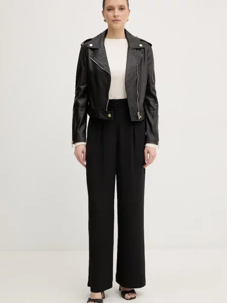 Armani Exchange bikerska jakna usnjena črna