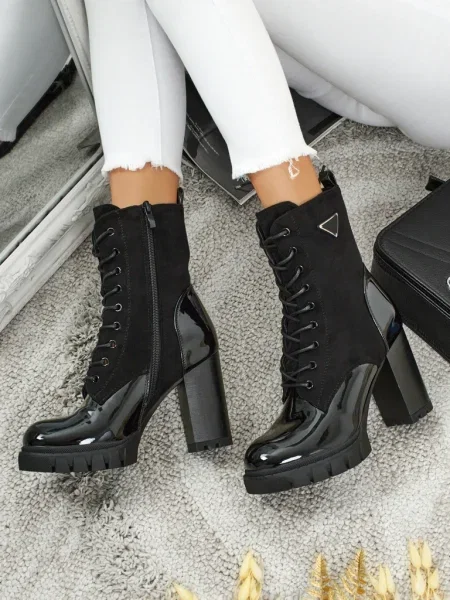 Semišové zkrácené polokozačky Resti černé