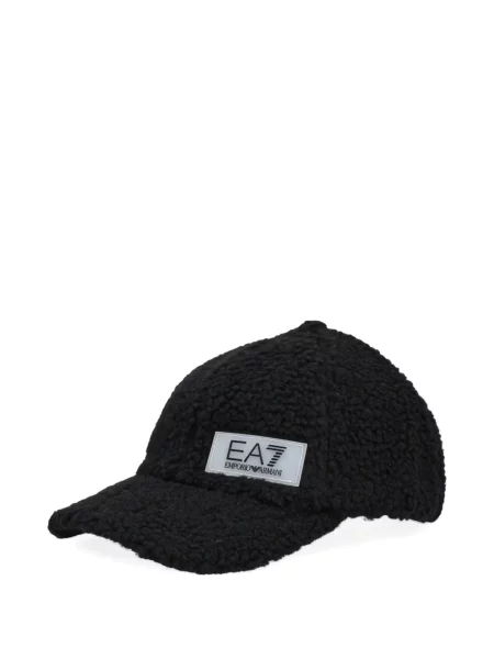 Șapcă Ea7 Emporio Armani din piele de oaie cu autograf negru