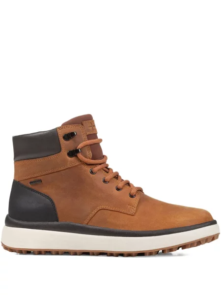 Botine Geox cu șireturi din piele maro