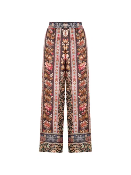 Pantaloni palazzo Pierre-louis Mascia de mătase cu model floral cu imagine maro
