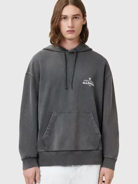 AllSaints hanorac de SOLEIL cu glugă cu imprimeu gri