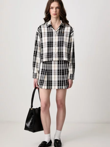 Fred Perry spódnica plisowana z wiskozą beżowa