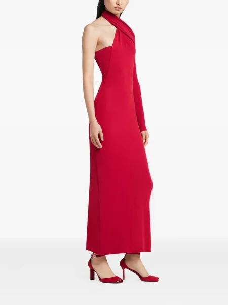 Rochie midi Courreges până la genunchi cu un umăr gol de costum roșu