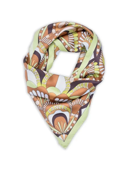 Fular Lancel cu model floral maro