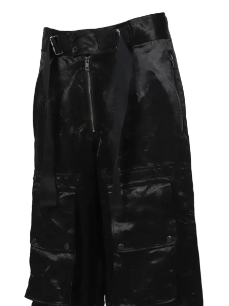 Pantaloni cargo Dairiku din satin negru