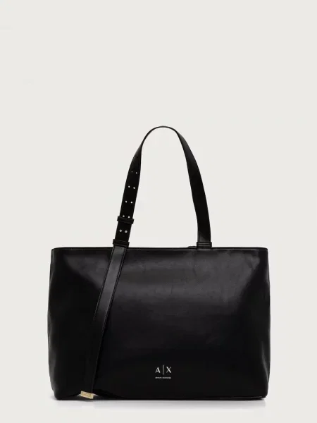 Armani Exchange geantă shopper pentru femei cu imitație de piele negru