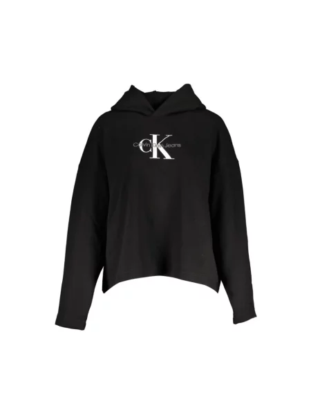 Bluza z kapturem Calvin Klein zamszowa z okrągłym noskiem czarna