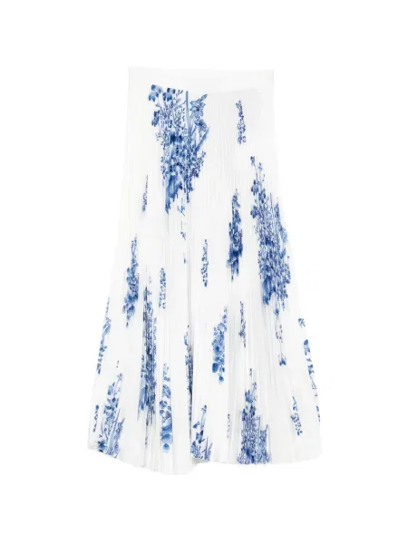 Fusta plisata Enföld cu model floral plisată alb
