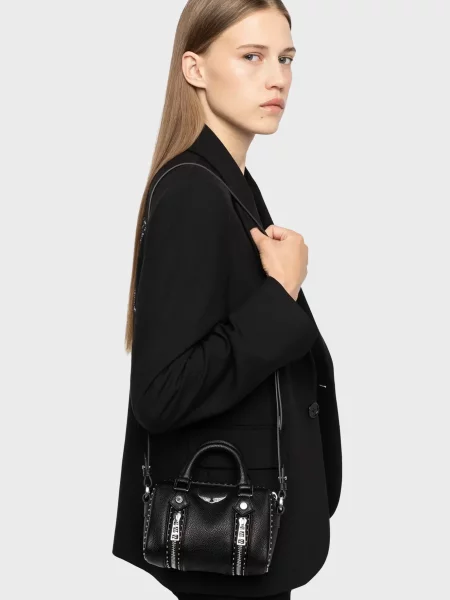 Кожаная сумка Zadig&voltaire с шипами черная