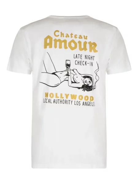 Tricou Local Authority cu decolteu rotund scurt alb