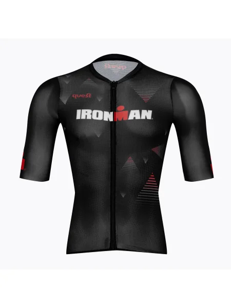 Tricou de ciclism pentru bărbați Quest Race Line France Iron Man black negru