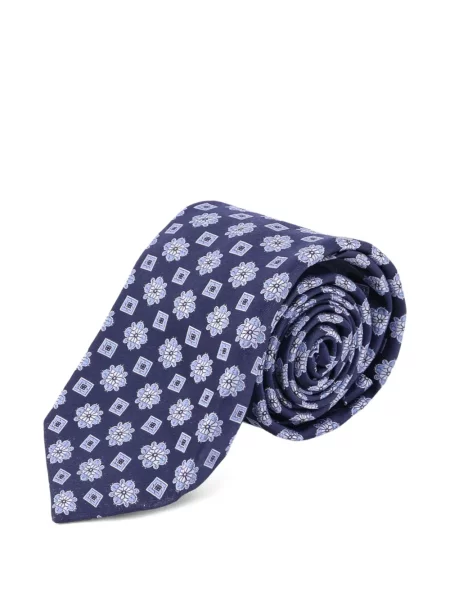 Cravată Kiton cu model floral albastru