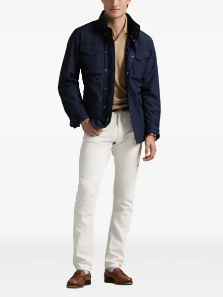 Tricou Polo Ralph Lauren din piele cu broderie în carouri maro