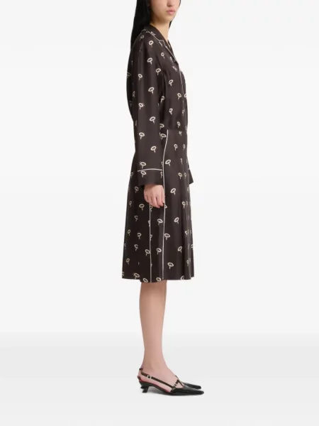 Fustă midi Marni de mătase cu model floral cu imagine maro