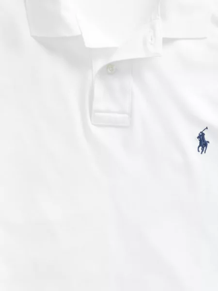 Вълнена поло тениска Polo Ralph Lauren с връзки с принт синьо