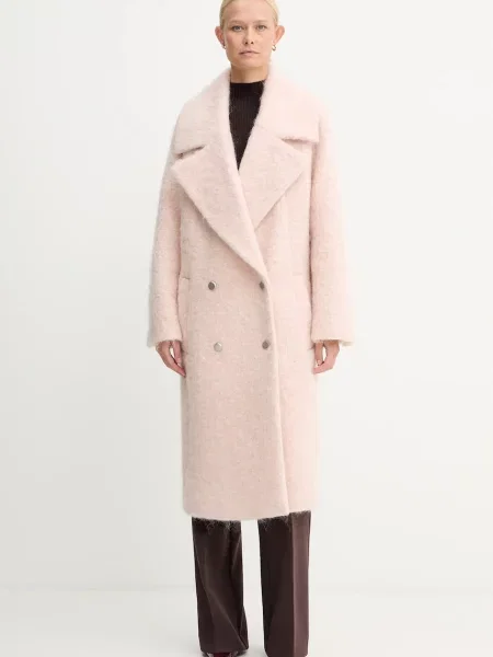 Palton Boss de lână roz