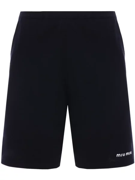 Haftowane szorty Miu Miu niebieskie