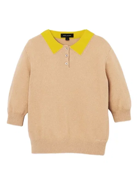 Kołnierzykowy polo Marc Jacobs wełniane brązowe