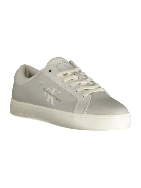 Trampki Calvin Klein z nadrukiem skórzane klasyczne szare