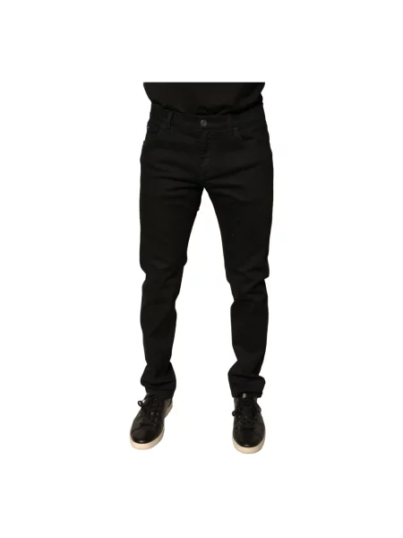 Jeansy Dolce And Gabbana w kwiatki czarne