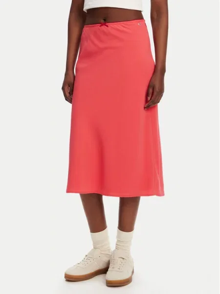 Tommy Jeans Spódnica midi Tjw Midi Aop Skirt Koralowy