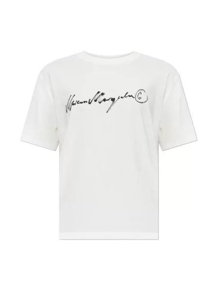 Koszulka Mm6 Maison Margiela z dżerseju z logo biała