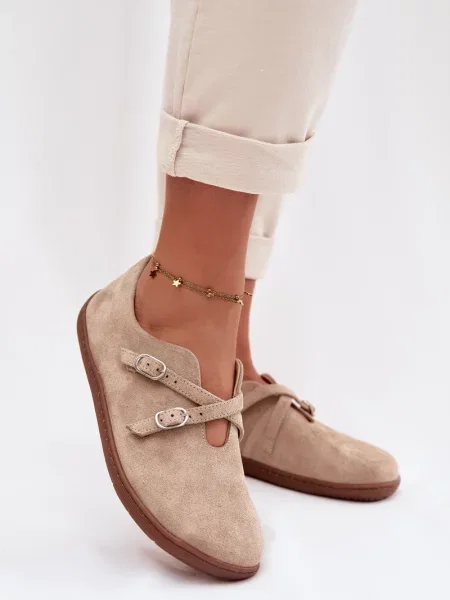 Mocasini Zazoo din piele bej