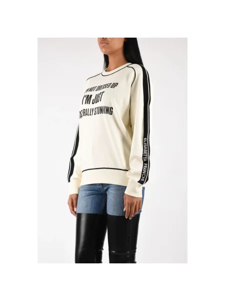 Dzianinowy sweter Elisabetta Franchi beżowy