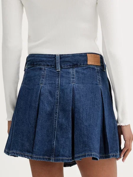 Tommy Jeans spódnica plisowana jeansowa granatowa