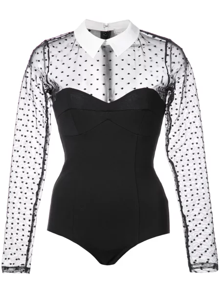 Gulerat body Fleur Du Mal din tul negru