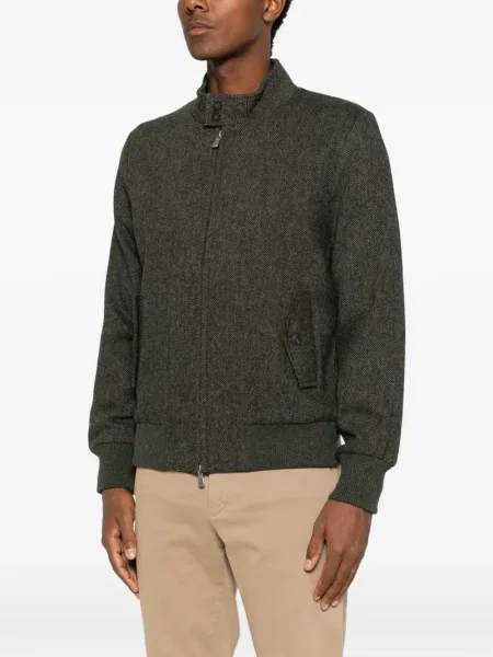 Geacă Gran Sasso de lână cu model herringbone verde