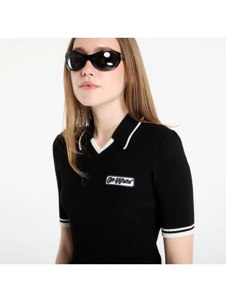 Póló Off-White Rib Viscose Knit S/S Polo Black M fehér