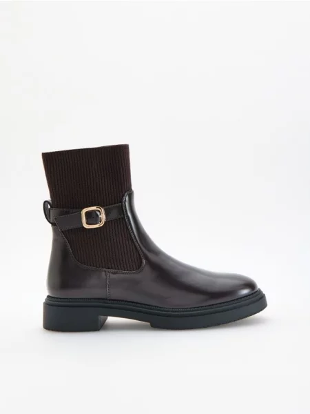 Reserved Botine cu inserție elastică maro-închis maro