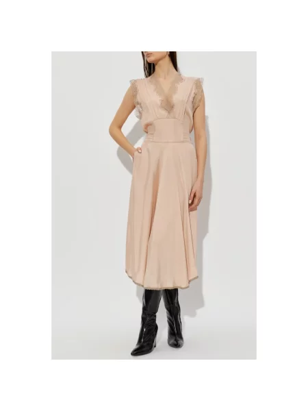 Sukienka midi Maison Margiela koronkowa różowa