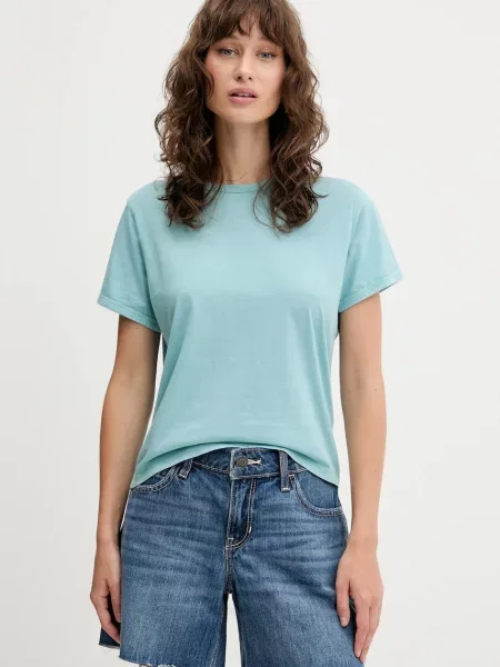 Тениска Abercrombie & Fitch дамска тюркоазено