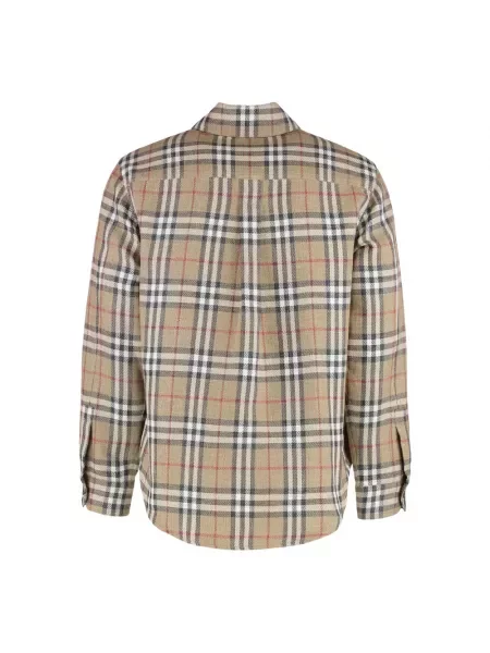 Koszula Burberry w kratę z nadrukiem beżowa
