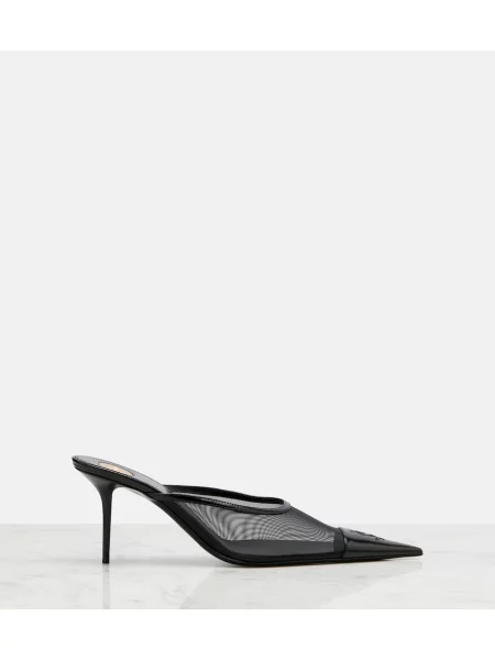 Papuci tip mules Saint Laurent din piele negru